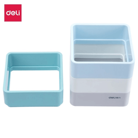 กล่องเก็บปากกา กล่องใส่แปรงแต่งหน้า Deli 9125-MX-01 สีฟ้า_0